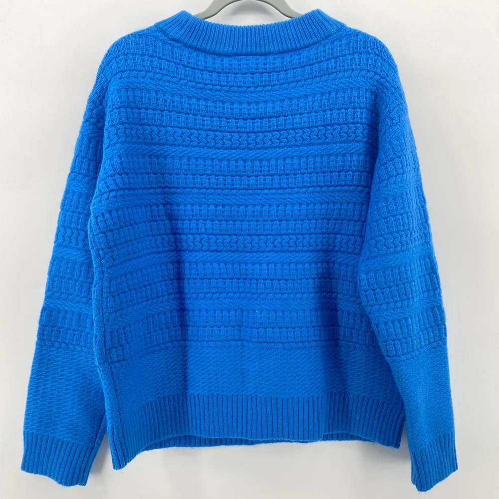 Ann Taylor |‎ Blue Acrylic Chunky Knit Mixed Stitch Sweater | Women’s Medium